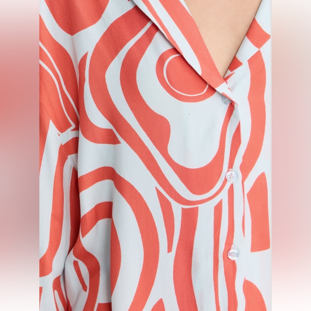 NWT Seven Wonders Sola oversized button down shirt Alba print Large - Picture 4 of 11